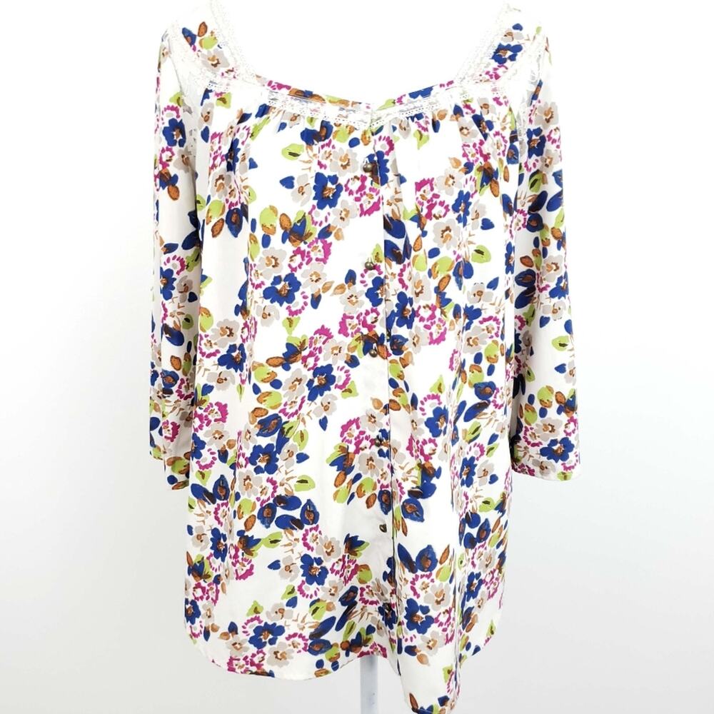 Jessica Simpson Maternity Top Floral Lace Boho Lightweight Blowse Medium